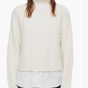 All Saints Cream Turtleneck Sweater for Women with shirt bottom